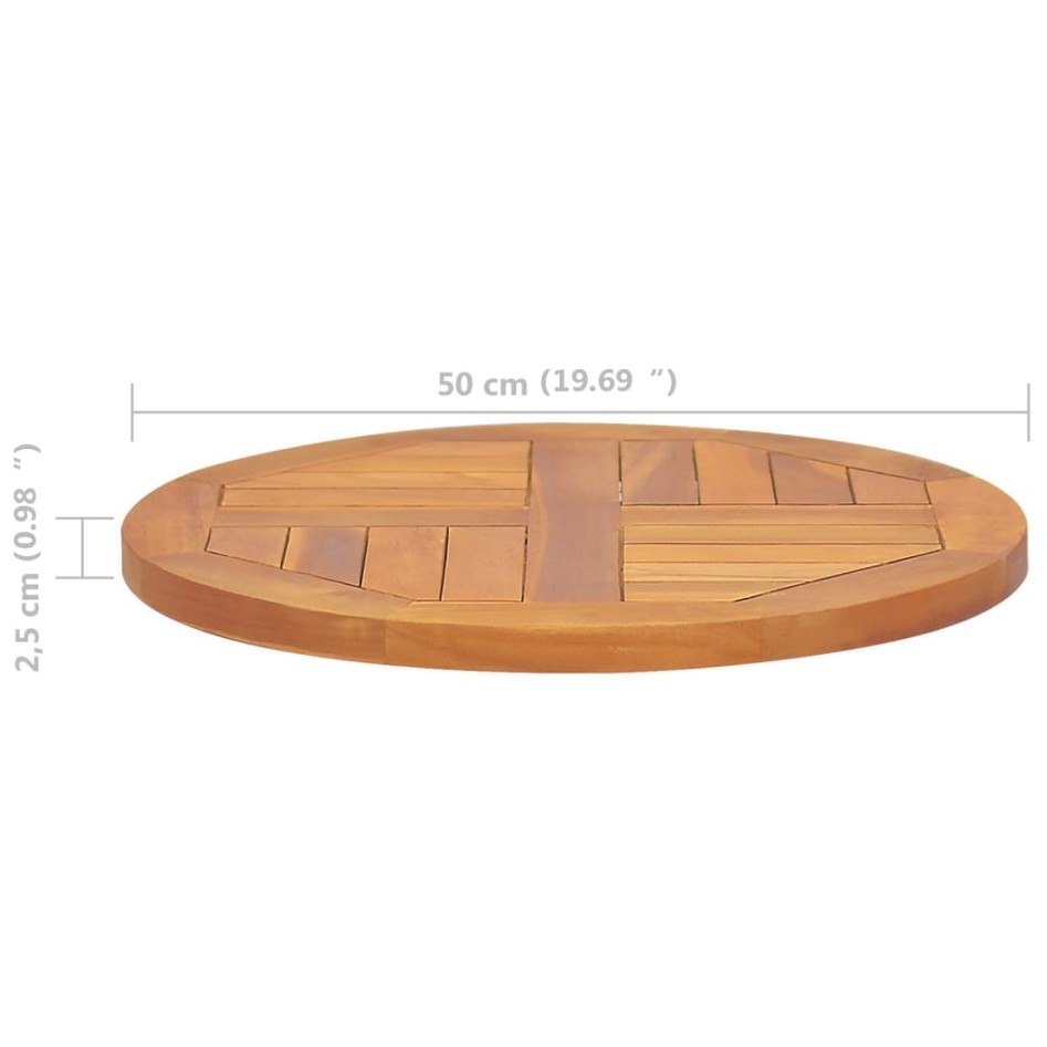 Superficie de mesa redonda madera maciza de teca 2,5 cm 50