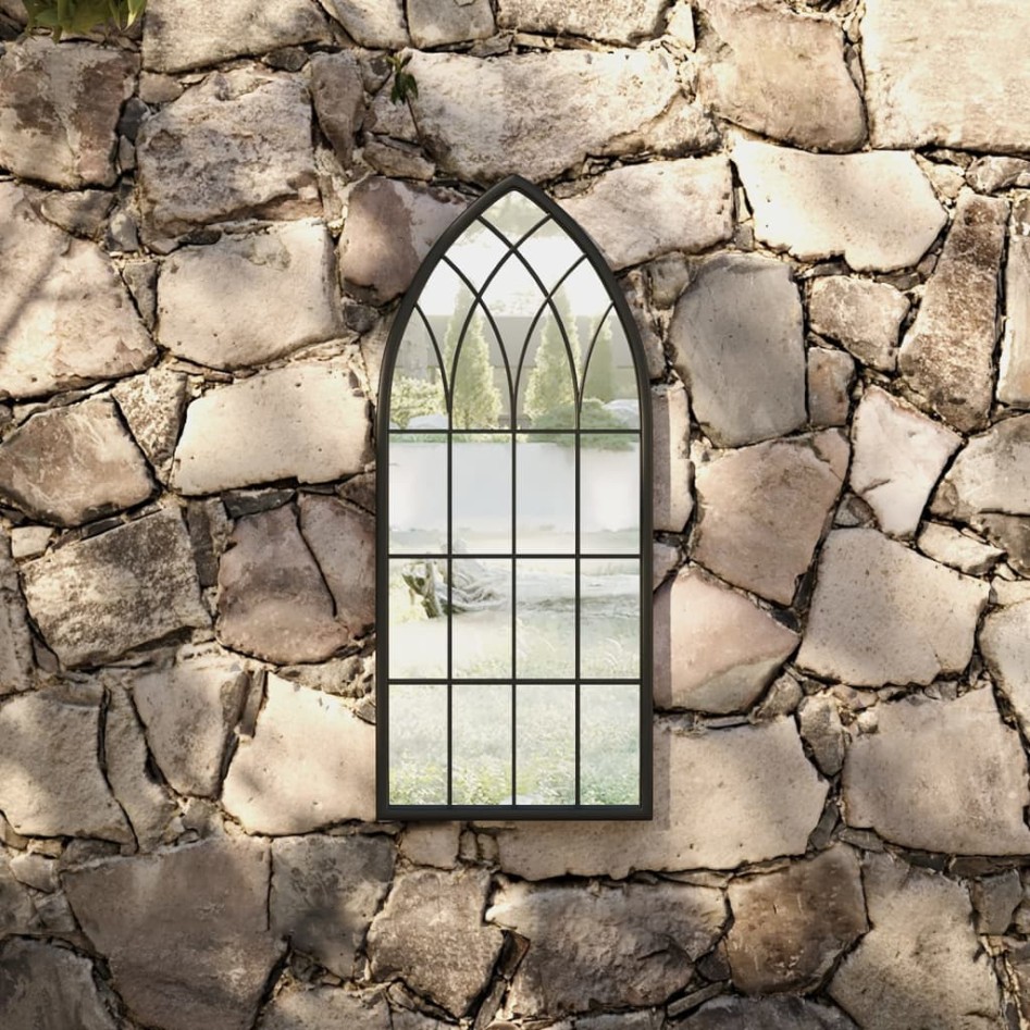 Espejo de jardín negro hierro para exterior 70x30