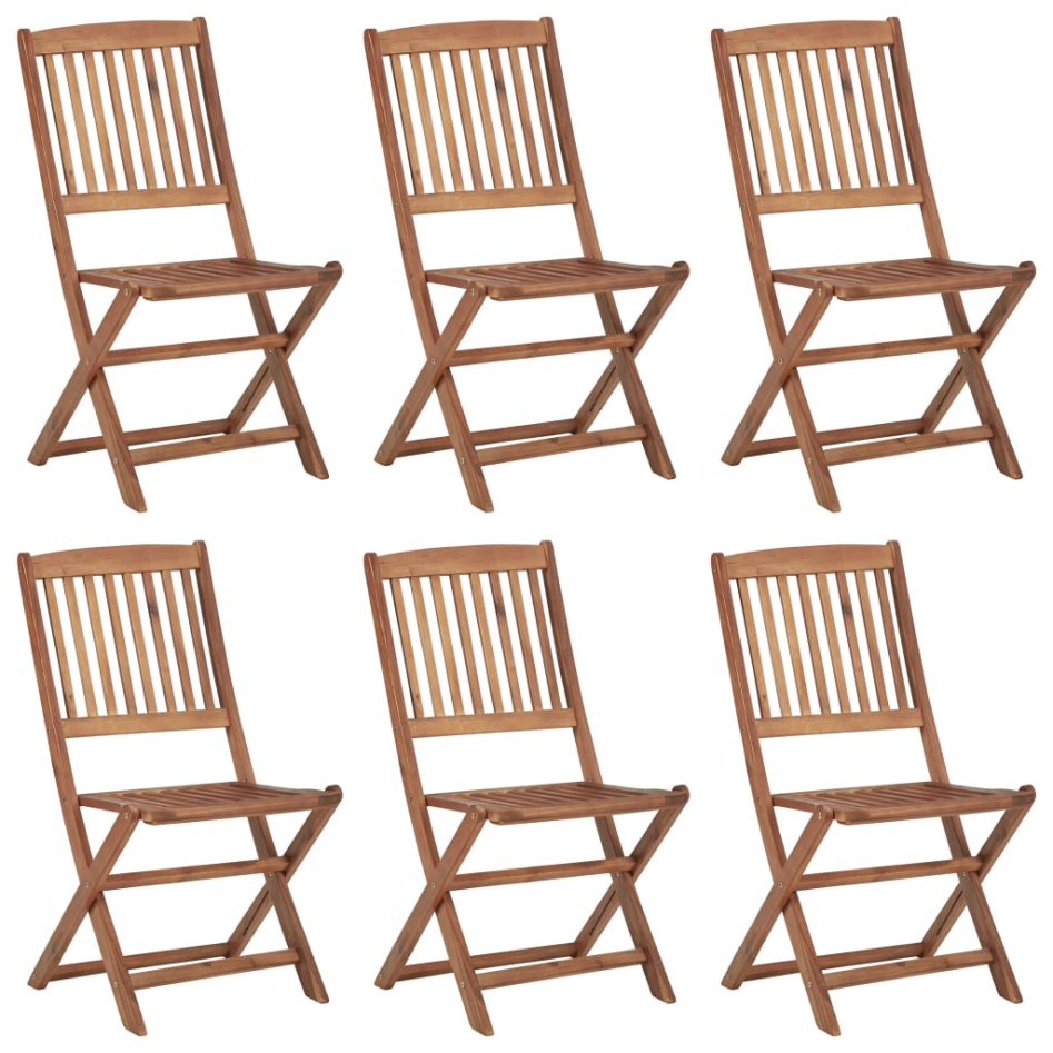Sillas de jardín plegables 6 uds y cojines madera maciza
