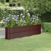 Jardinera arriate acero recubrimiento polvo marrón 260x40x68 cm