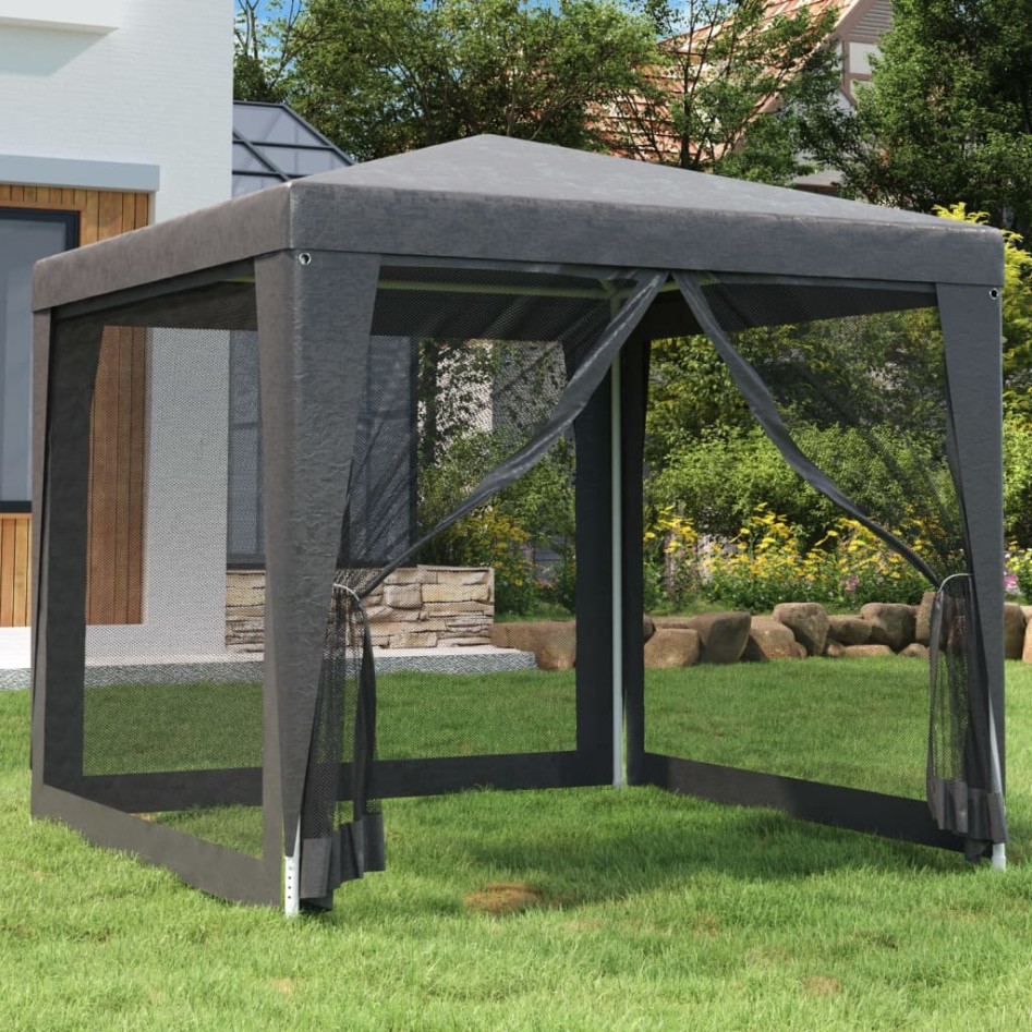 Carpa para fiestas 4 paredes malla HDPE gris antracita