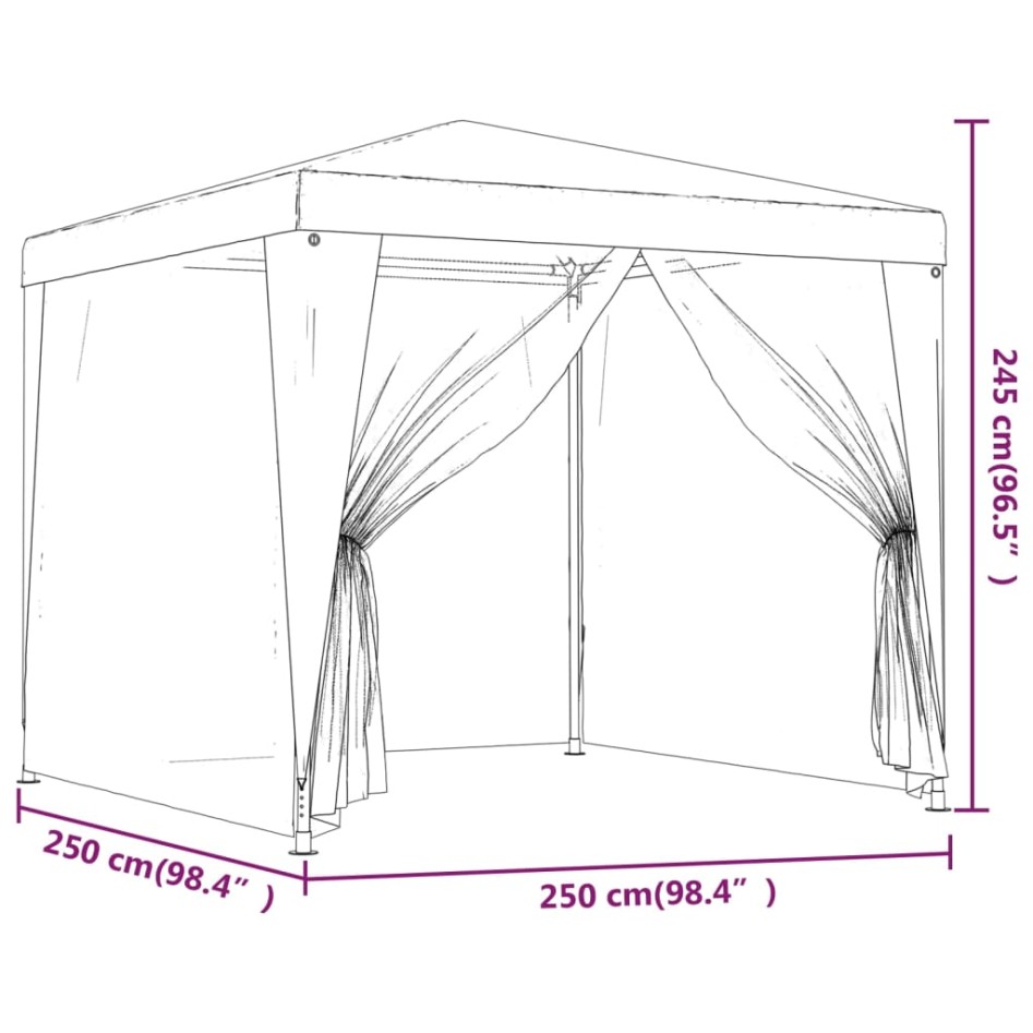 Carpa para fiestas 4 paredes malla HDPE gris antracita