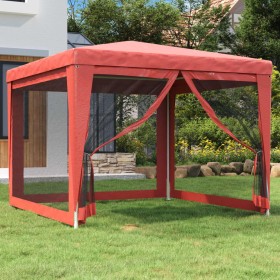 Carpa para fiestas con 4 paredes de malla HDPE rojo 3x3