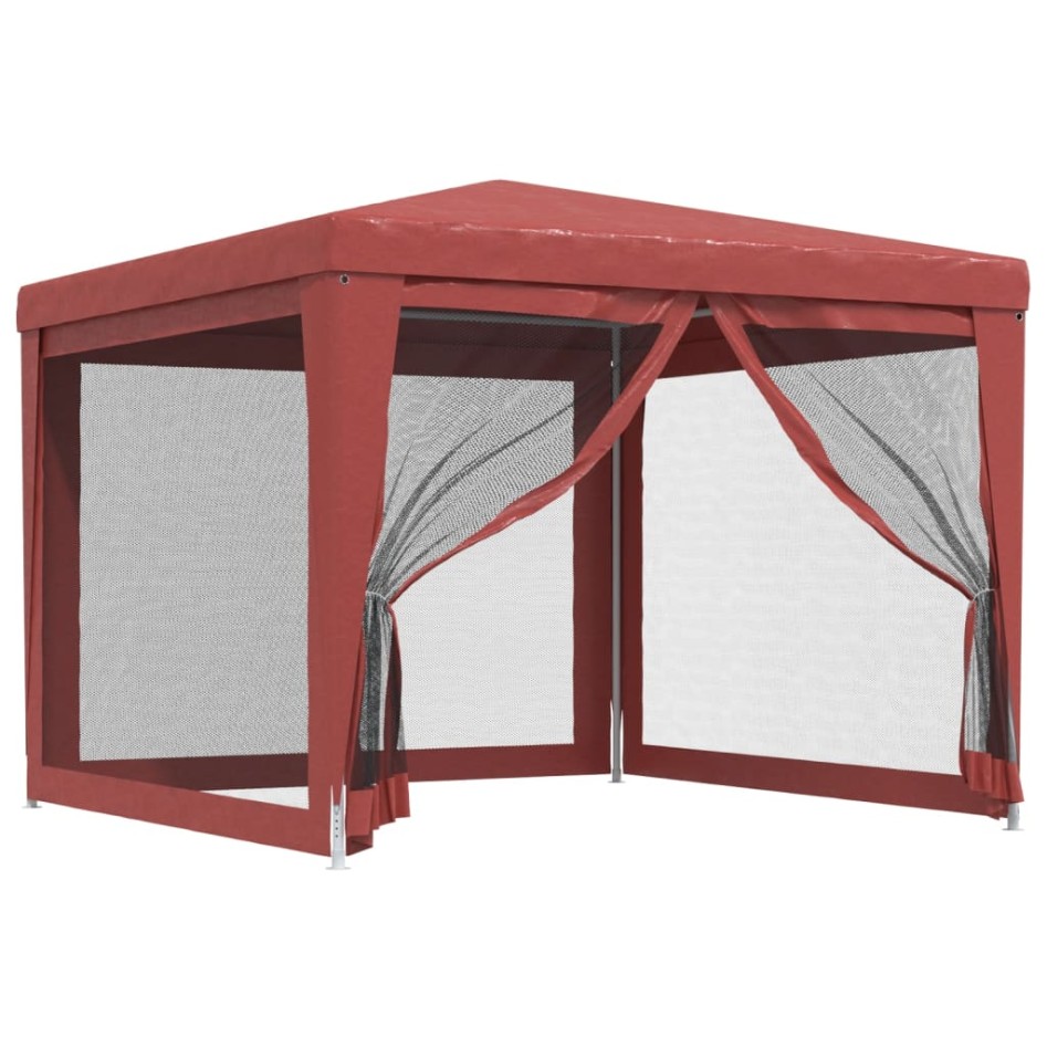 Carpa para fiestas con 4 paredes de malla HDPE rojo 3x3