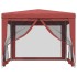 Carpa para fiestas con 4 paredes de malla HDPE rojo 3x3