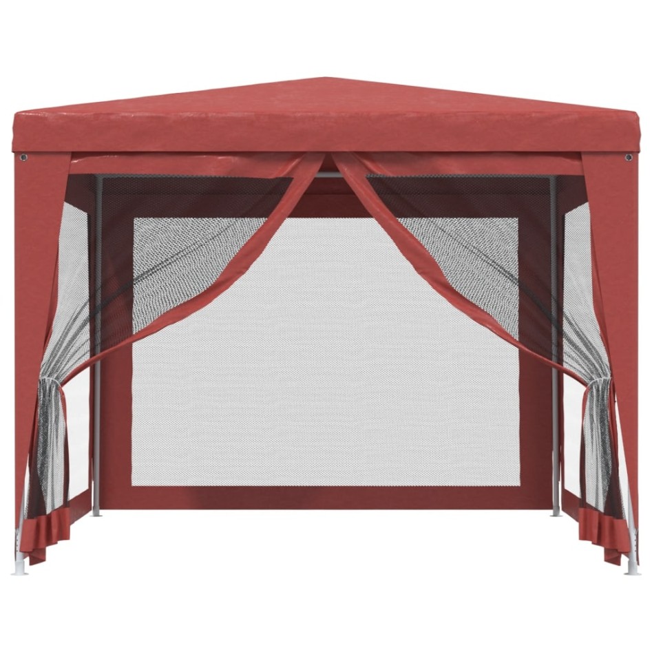 Carpa para fiestas con 4 paredes de malla HDPE rojo 3x3