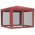 Carpa para fiestas con 4 paredes de malla HDPE rojo 3x3