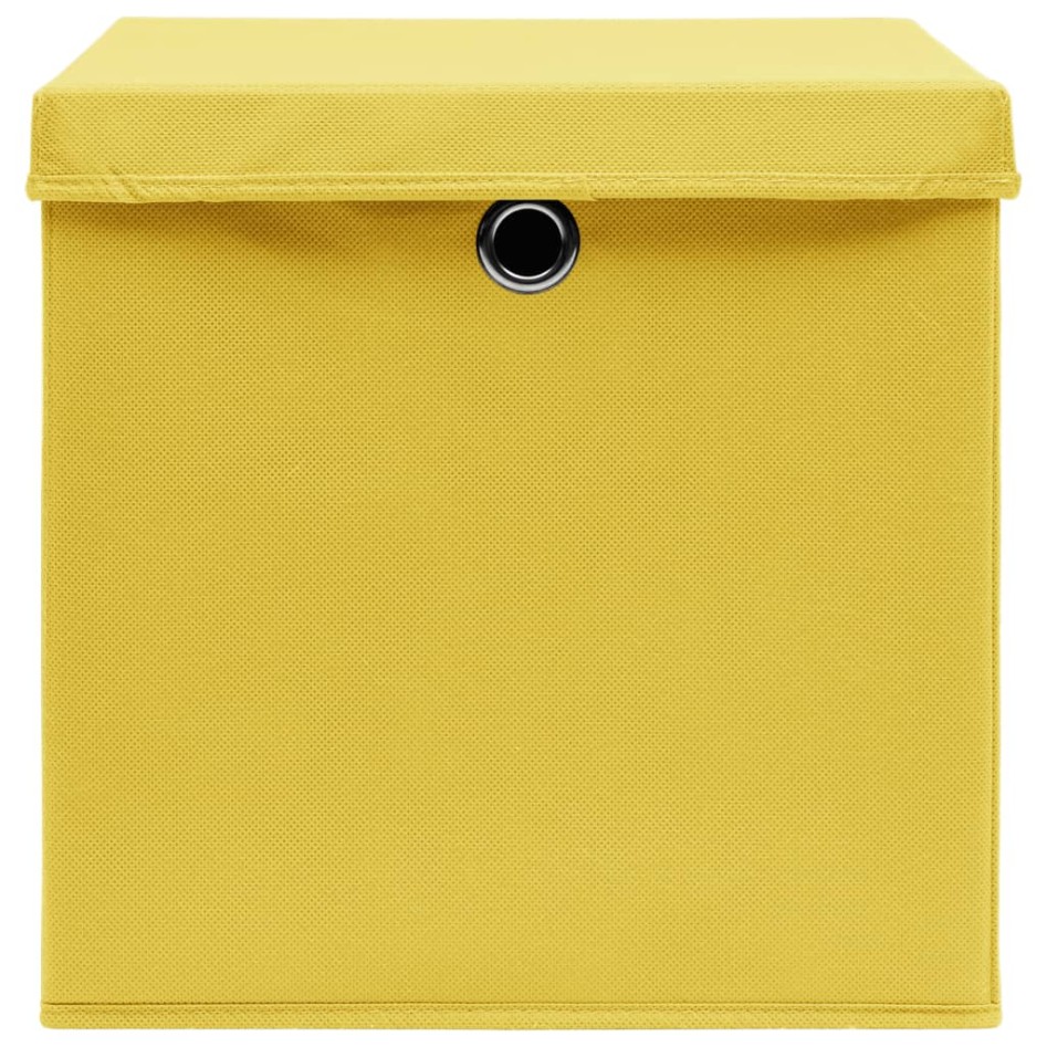 Cajas de almacenaje con tapas 10 uds amarillo 28x28x28