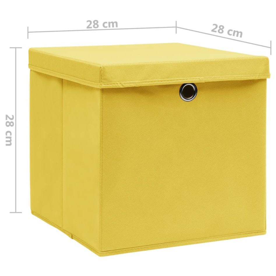 Cajas de almacenaje con tapas 10 uds amarillo 28x28x28