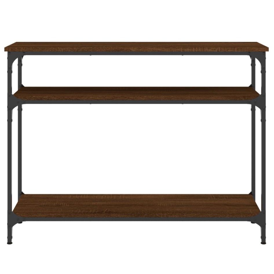 Mesa consola madera de ingeniería marrón roble 100x29x75
