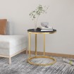 Mesa auxiliar vidrio templado mármol negro y dorado 45 cm