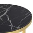 Mesa auxiliar vidrio templado mármol negro y dorado 45