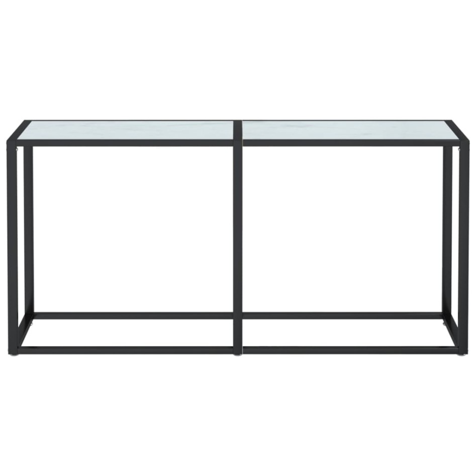 Mesa consola vidrio templado mármol blanco 160x35x75,5