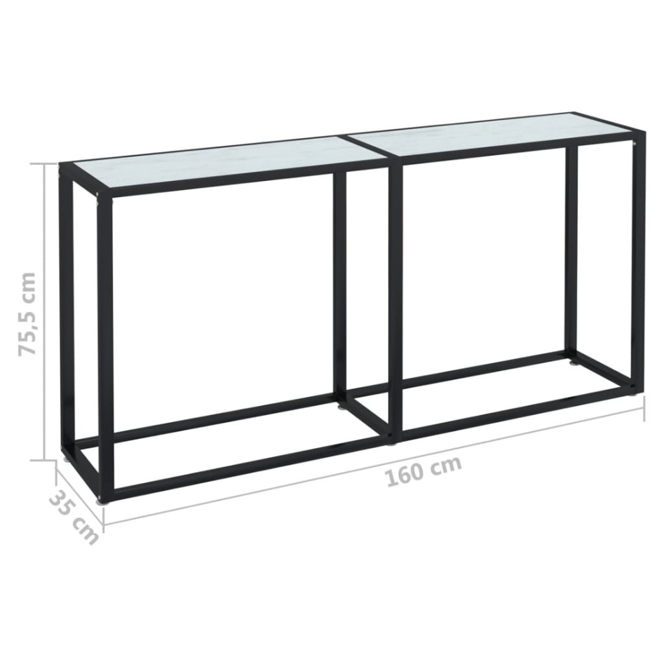 Mesa consola vidrio templado mármol blanco 160x35x75,5