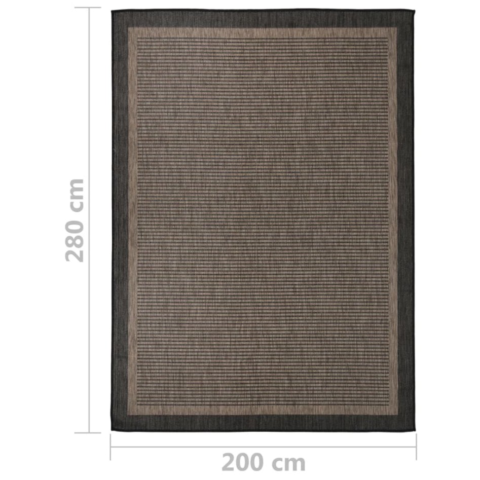 Alfombra de exterior de tejido plano marrón oscuro 200x280