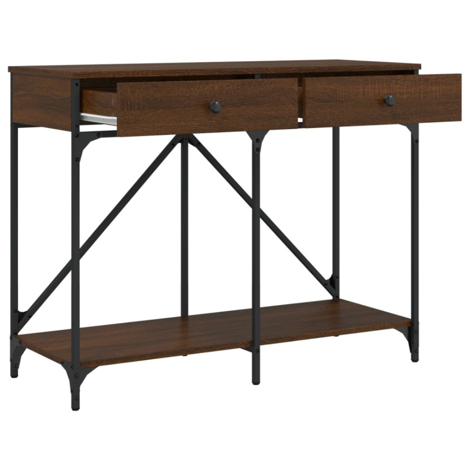 Mesa consola madera de ingeniería marrón roble 100x39x78,5