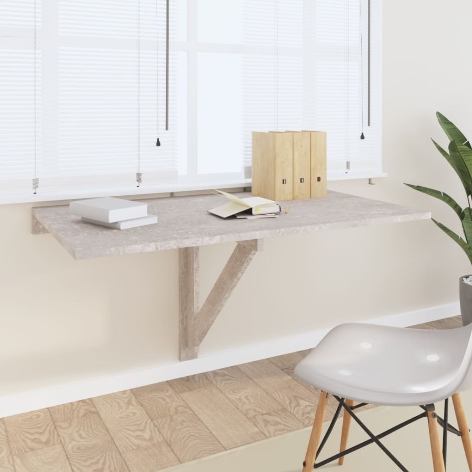 Mesa de pared plegable contrachapada gris hormigón 100x60x56