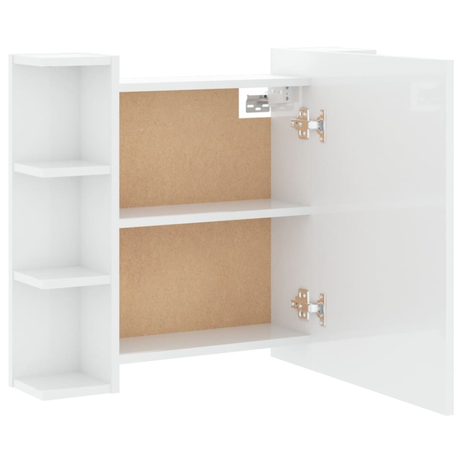 Mueble con espejo y luces LED blanco brillante 70x16,5x60