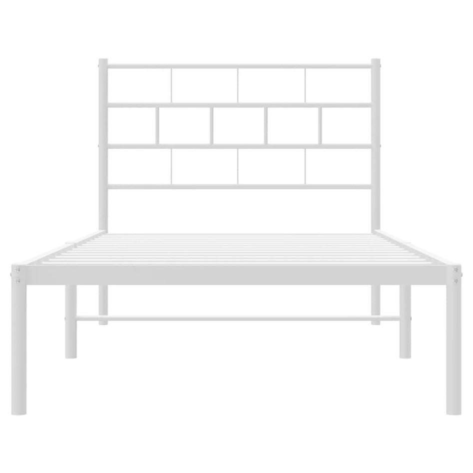 Estructura cama sin colchón con cabecero metal blanco 75x190
