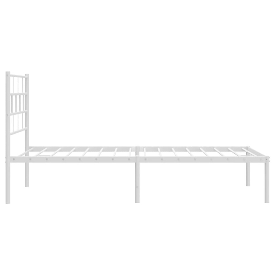 Estructura cama sin colchón con cabecero metal blanco 90x190