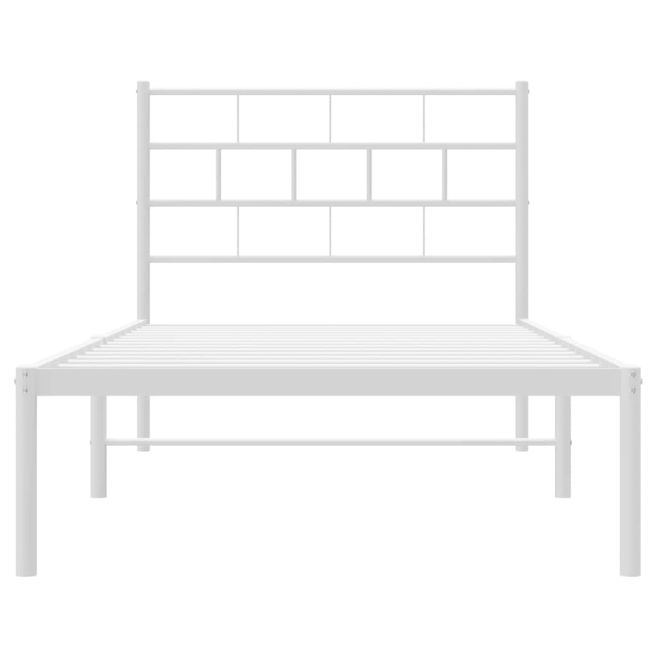 Estructura cama sin colchón con cabecero metal blanco