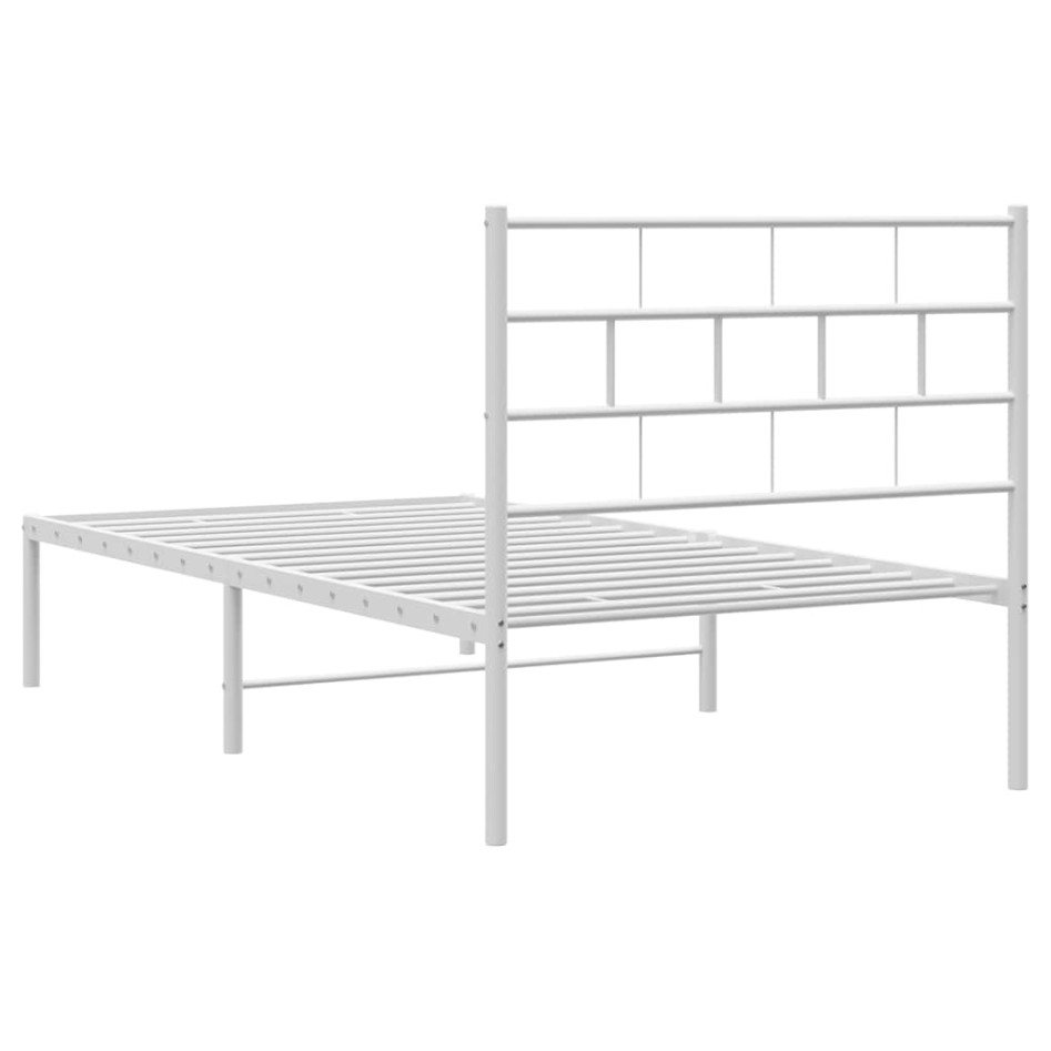 Estructura cama sin colchón con cabecero metal blanco