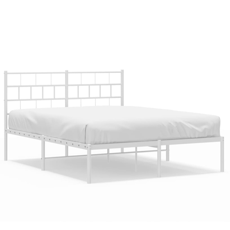 Estructura cama sin colchón con cabecero metal blanco