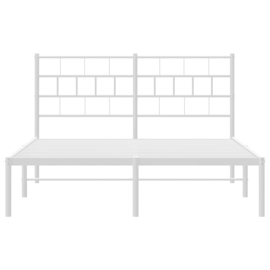 Estructura cama sin colchón con cabecero metal blanco