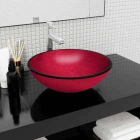 Lavabo de vidrio templado rojo 42x14