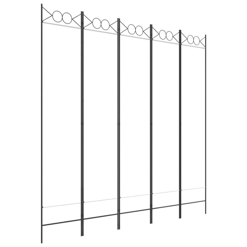Biombo divisor de 5 paneles de tela blanco 200x200
