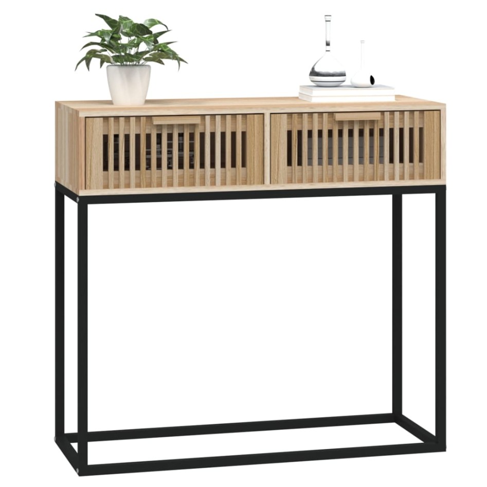 Mesa consola hierro y madera contrachapada 80x30x75