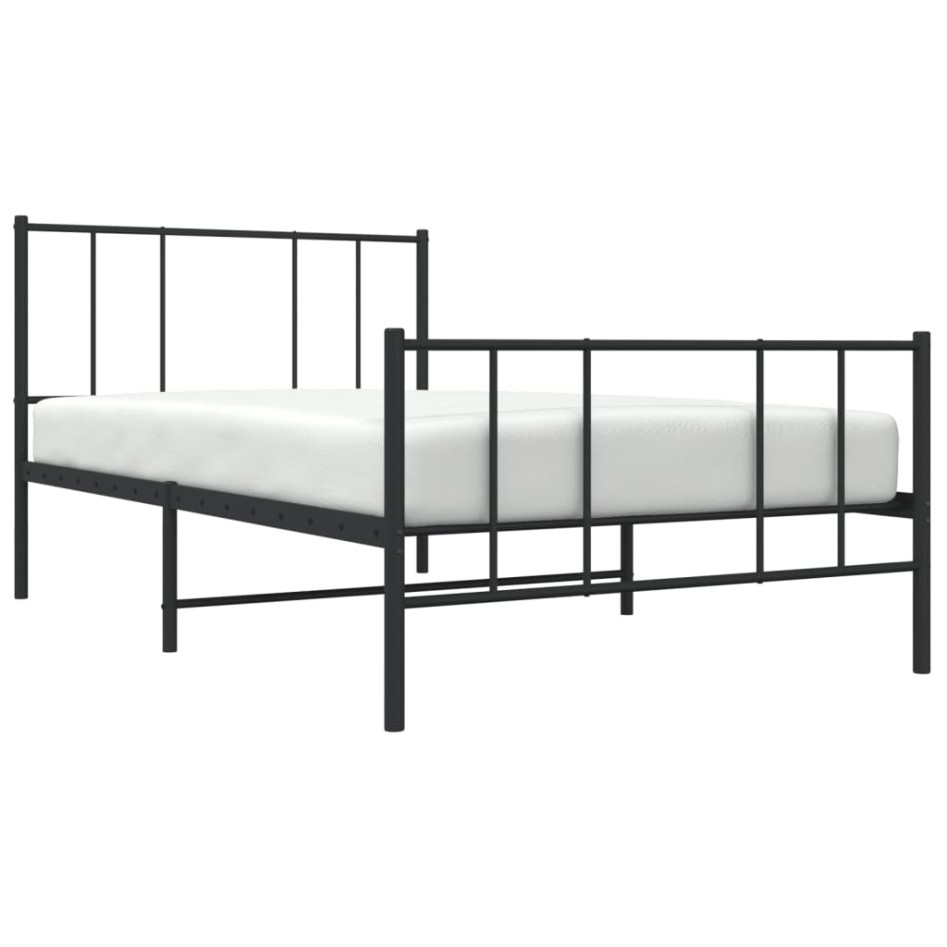Estructura cama sin colchón con estribo metal negro 80x200