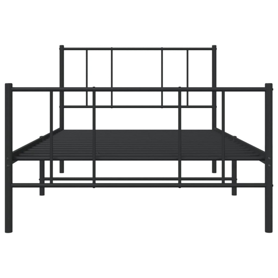 Estructura cama sin colchón con estribo metal negro 80x200