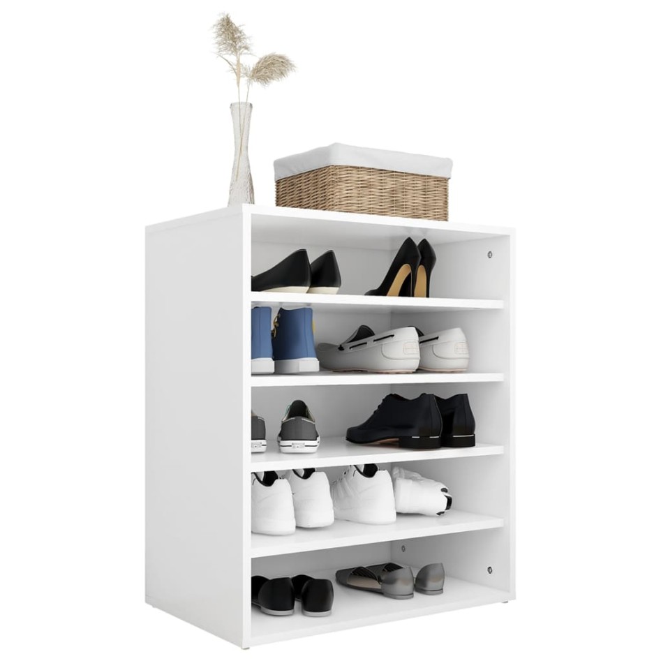 Mueble zapatero madera contrachapada blanco brillo 60x35x70