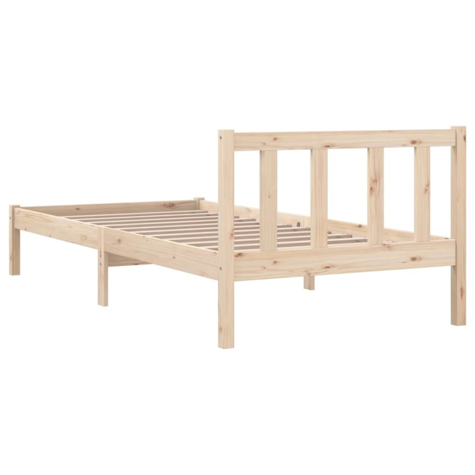 Estructura de cama individual pequeña sin colchón madera
