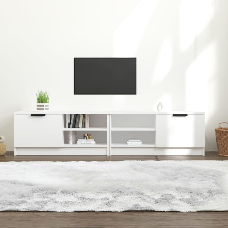Mueble para TV 2 pzas madera contrachapada blanco 80x35x36,5
