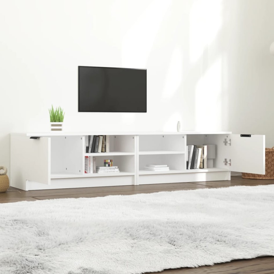 Mueble para TV 2 pzas madera contrachapada blanco 80x35x36,5