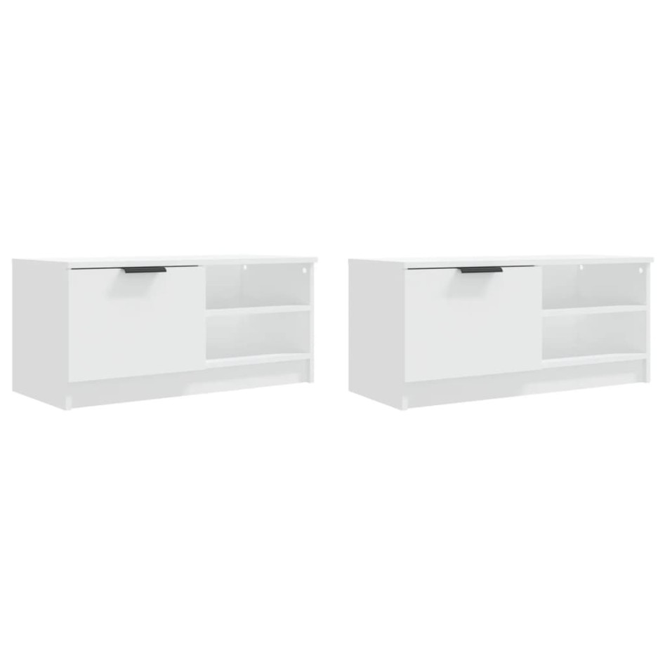Mueble para TV 2 pzas madera contrachapada blanco 80x35x36,5