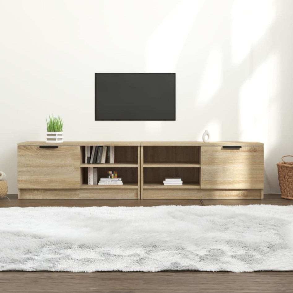 Mueble para TV 2 pzas madera contrachapada roble 80x35x36,5