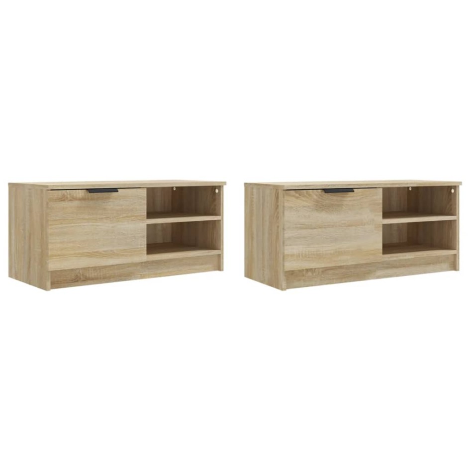 Mueble para TV 2 pzas madera contrachapada roble 80x35x36,5