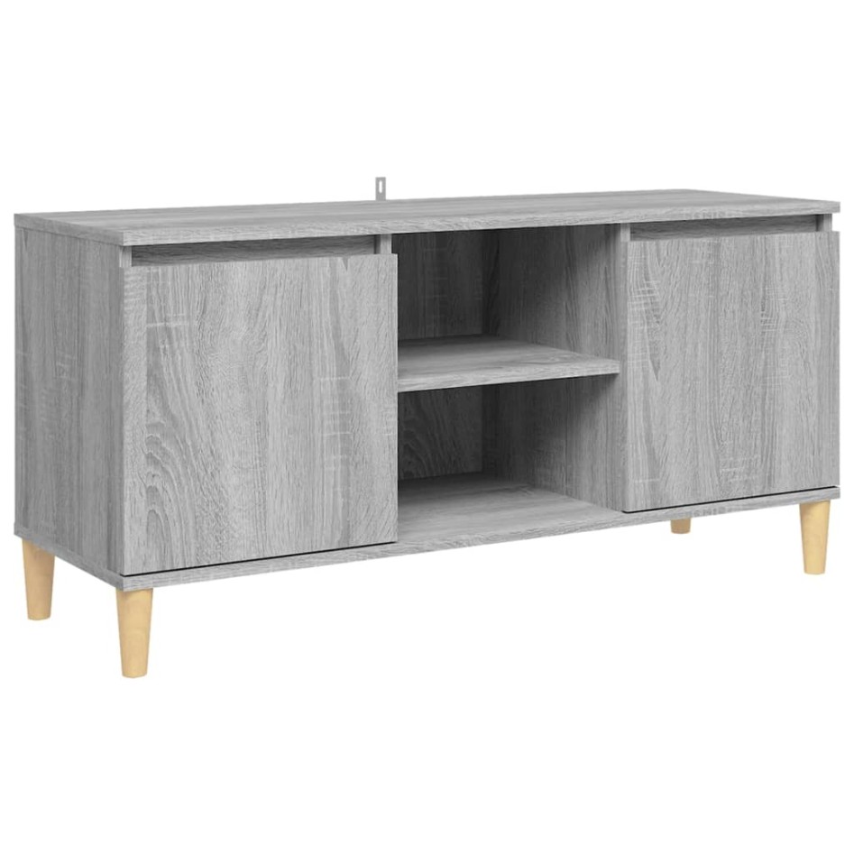 Mesita de noche patas madera maciza gris Sonoma 103,5x35x50