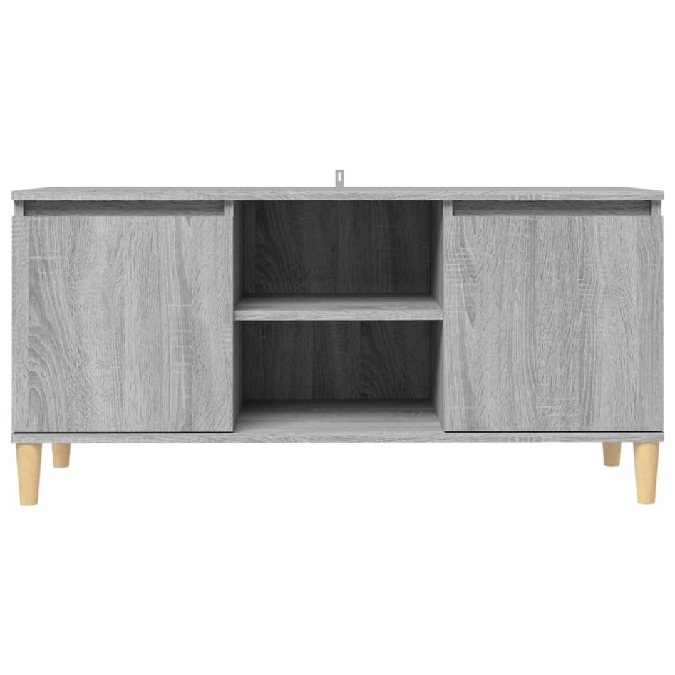 Mesita de noche patas madera maciza gris Sonoma 103,5x35x50