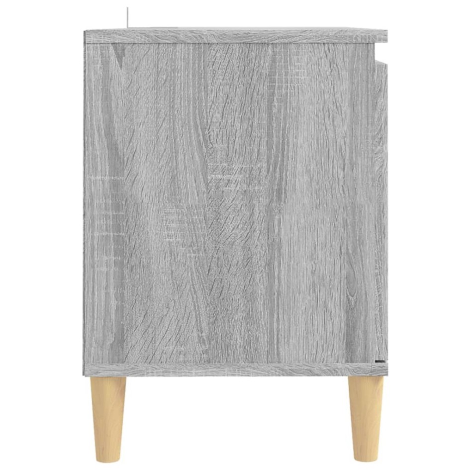 Mesita de noche patas madera maciza gris Sonoma 103,5x35x50