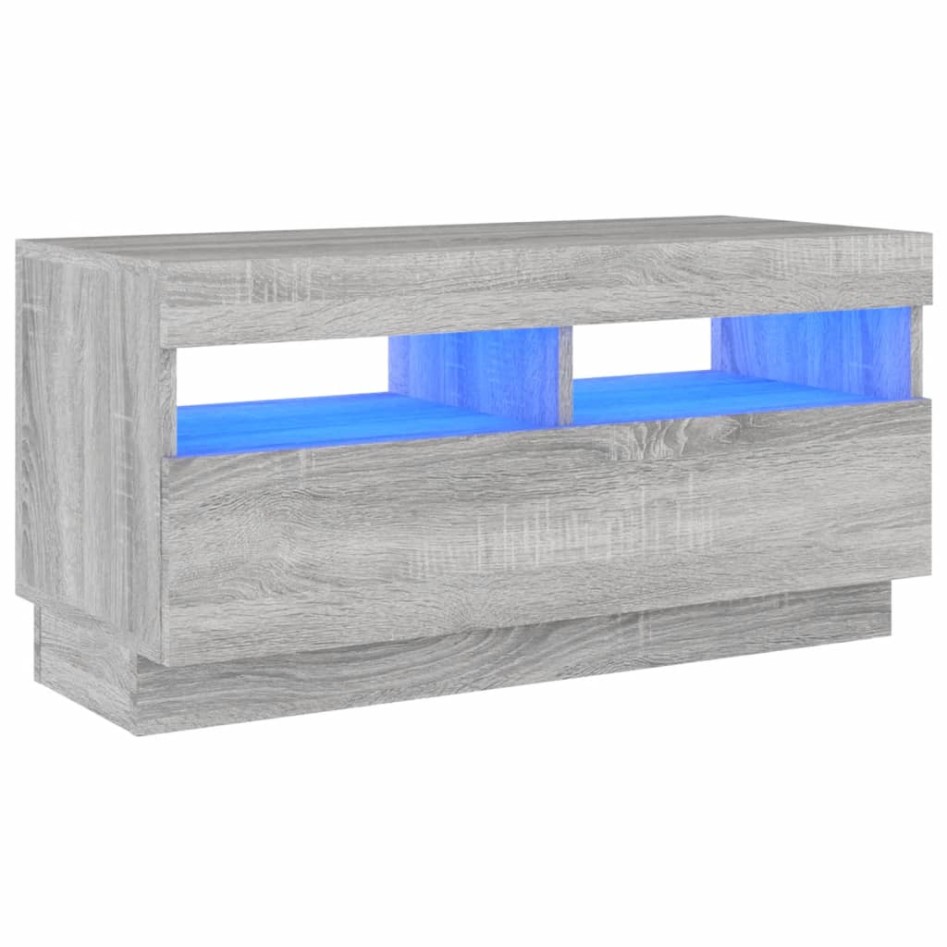 Mueble de TV con luces LED gris Sonoma 80x35x40