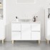 Armario de lavabo madera contrachapada blanco brillo