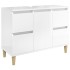 Armario de lavabo madera contrachapada blanco brillo