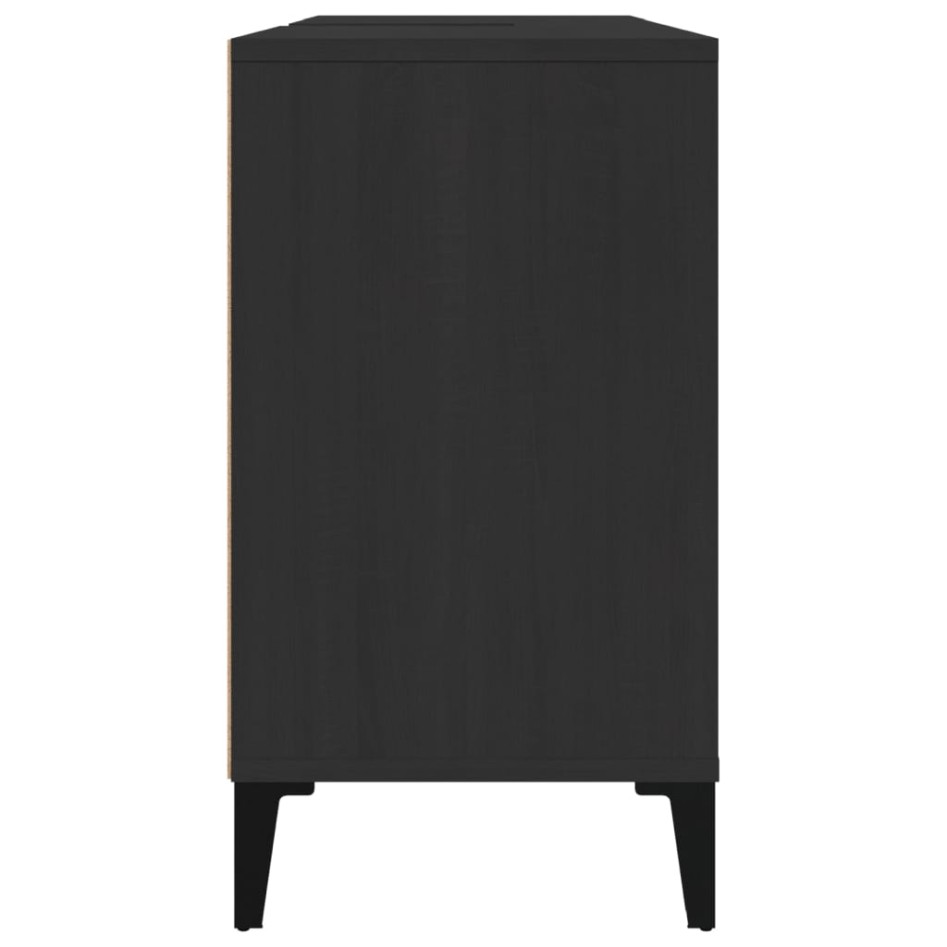 Armario para lavabo madera contrachapada negro 80x33x60
