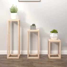 Set de soportes para plantas 3 piezas madera maciza de