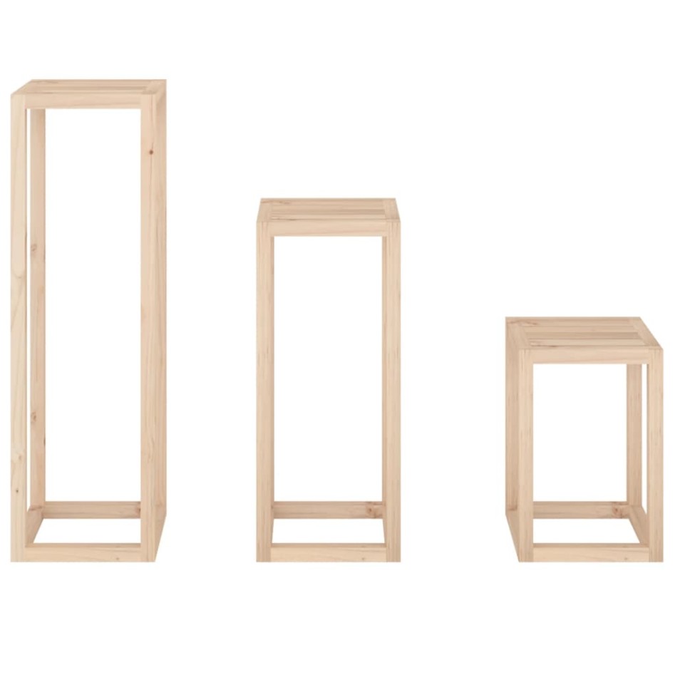 Set de soportes para plantas 3 piezas madera maciza de
