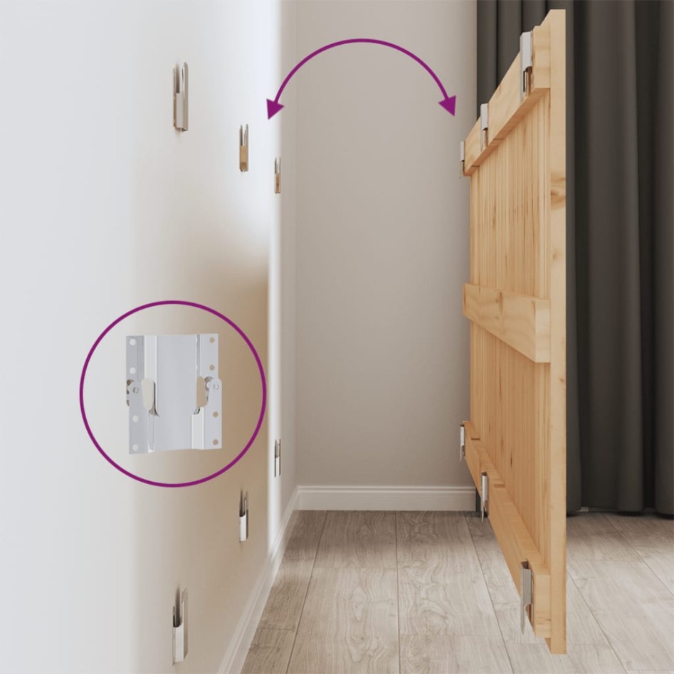 Cabecero de cama de pared madera maciza de pino 166x3x60